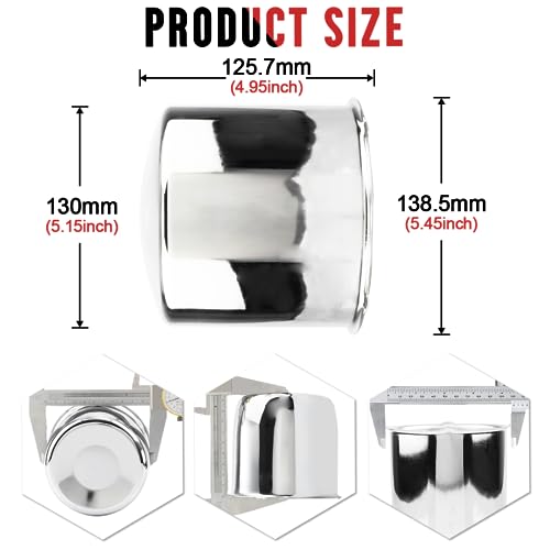 RhinoTuning 4PCS 5.15" 130mm Push Through Center Caps Wheel Hub Caps for Truck Trailer Wheel Rim, 5.15" Hub, 4.95" Tall Hubcap Trailer/Truck Rims Center Bore Sliver by Rhinotuning - Image 2