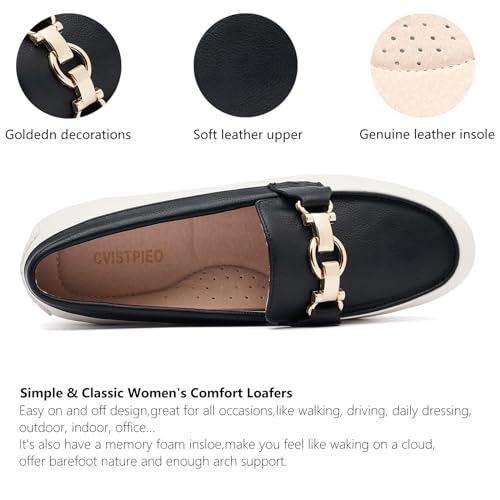 Image of Cvistpieo Loafers for Women Business Casual Shoes Comfortable & Lightweight Penny Loafers Slip On Work Flats