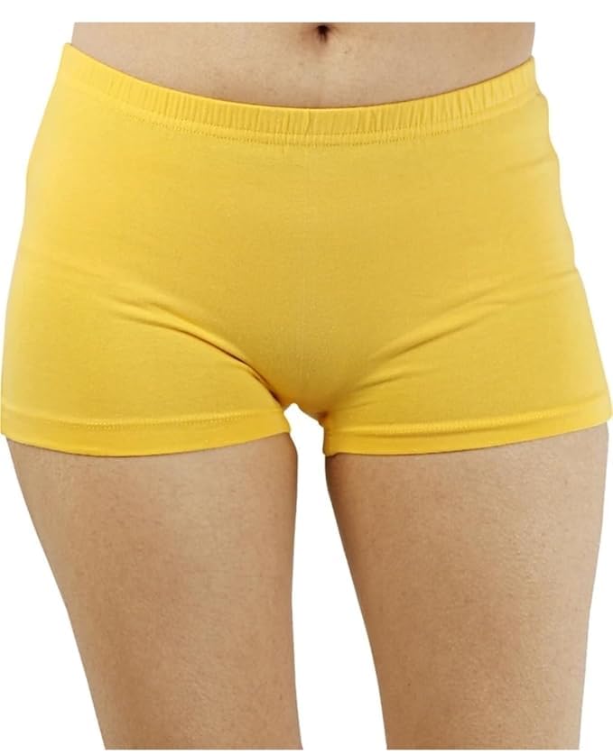 Women's Mid Rise Full Panty Cotton Boy Shorts Boxer Brief Cotton Crotch Style Underwear Waistband | Daily use Underwear Pack of 1 (in, Alpha, S, 1, Yellow)-image-46