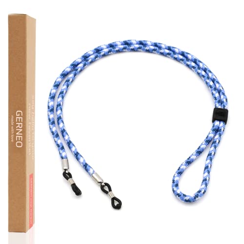 GERNEO® - DAS ORIGINAL - Florenz - Premium Brillenband für Sonnenbrillen & Lesebrillen Azure mit Silber Halterungen - verstellbar mit Kabelzug & Logogravur Cover