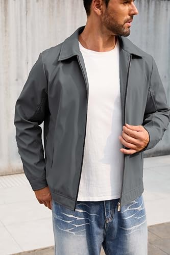 Image of QTE Lightweight Jackets for Men Casual Windbreaker Stylish Light Fall Spring Golf Work Dress Business Coat