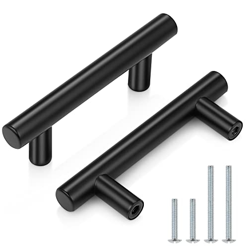 Probrico (5 Pack 2-1/2 inch Center-to-Center Black Bar Cabinet Pulls, 2 1/2 inch Drawer Pulls, Modern Cabinet Hardware Kitchen Cabinet T Bar Handles Dresser Knobs Set