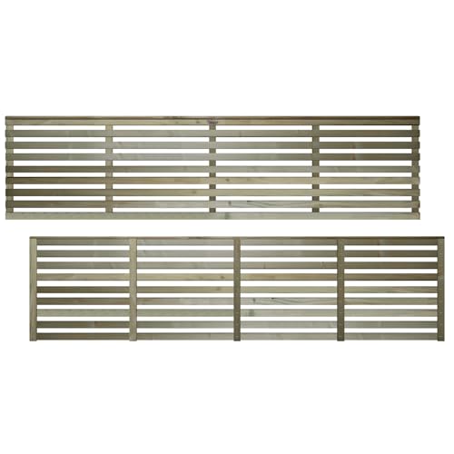 Premier Vogue 6x1.5ft (W: 6ft x H: 1.5ft) Contemporary Horizontal Slatted Capped Trellis Venetian Style Garden Panel Fence Topper/Wall Art/Pergola/Divider Width 1828mm x Height: 468mm