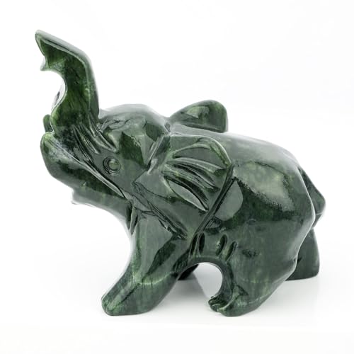 Estatua de Elefante de Jade Verde miniatura 1