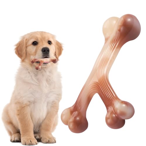 Hundeknochen Unzerstörbares Kauspielzeug für Hunde, die es lieben zu kauen, langlebige Nylonknochen, Welpenspielzeug, Zahnreinigung, für mittlere und große Haustiere (Y-förmig)