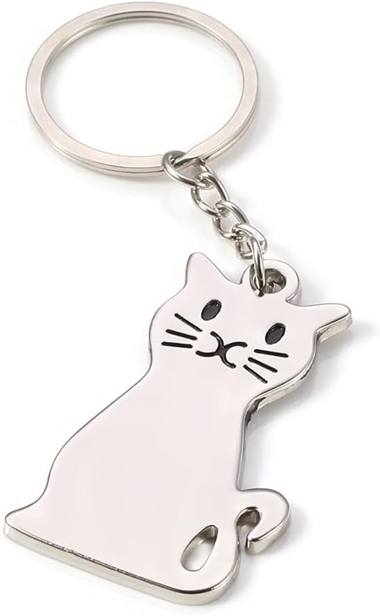 ARFUKA Creative Cat Keychain Metal Key Ring Key Chain Gift for Men and Women