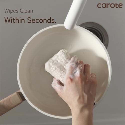 CAROTE 12Pcs Ceramic Pots and Pans Set Non Stick, Healthy Cookware Set, PFAS/PFOA Free, Kitchen Cooking Set with Frying Pans, Taupe