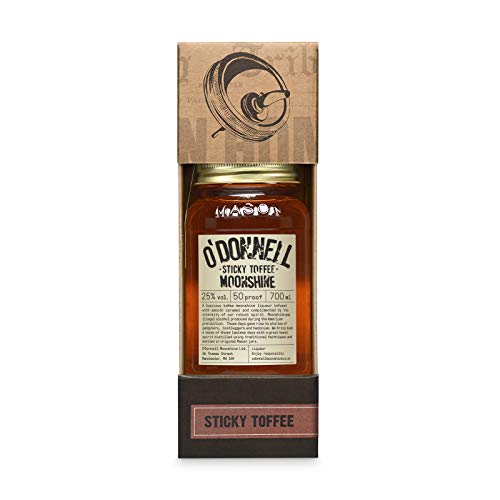 ODonnell Moonshine Sticky Toffee Gift Set | 700ml + Pouring Lid | 25% ABV | Toffee Liqueur Gift in Mason Jar