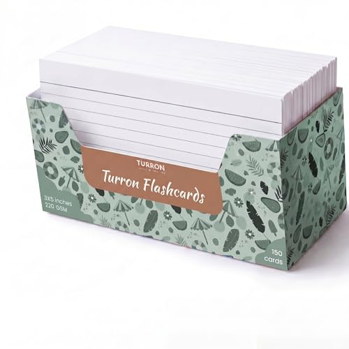 Image of Turron Unpunched Blank Index Flash Cards (150, White, 3 x 5 Inch, 1-Side Ruled)