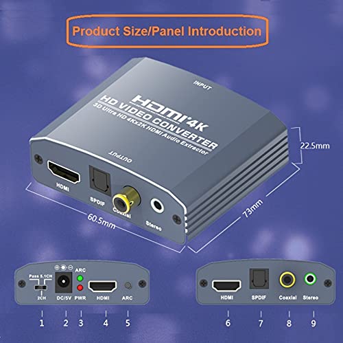Convertidor de audio digital a analógico Bluetooth 5.0 con salidas RCA y Jack de 3.5mm para TV 7
