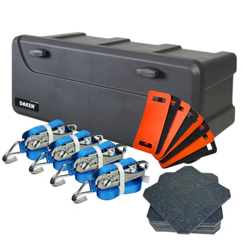 LOADCARE Ladungssicherung für PKW Transporter Anhängerkiste wasserdichte Deichselbox mit Zubehör 750x300x355 (Mit Gurten, Kantenschutz +...