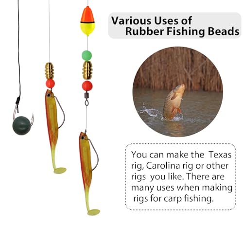 image for Dovesun Soft Rubber Fishing Beads - Round Fishing Bait Eggs, 7 Colors,