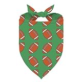 Football Dog Bandana Boy Girl Pets Bibs Scarf with Football Pattern Green Triangle Adjustable Holiday Bandanas for Medium Small Dog for Dogs