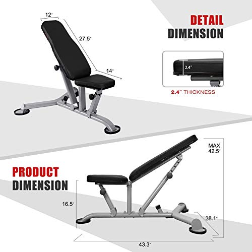 Mikolo Adjustable Weight Bench - 8+3 Positions Body Workout Bench, Multi-Purpose Incline Flat Bench for Home Gym