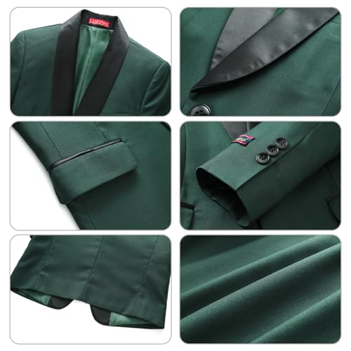 Image of Boy Suits 3 Piece Slim Fit Formal Suit Set with Tuxedo Jacket Vest Pants for Kids Wedding Ring Bearer Party