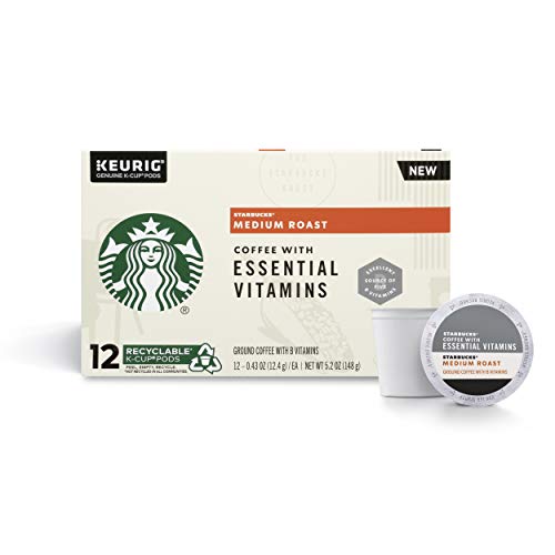 Image of Starbucks Medium Roast K-Cup Coffee Pods with Essential B Vitamins - for Keurig Brewers - 4 boxes (48 pods total)