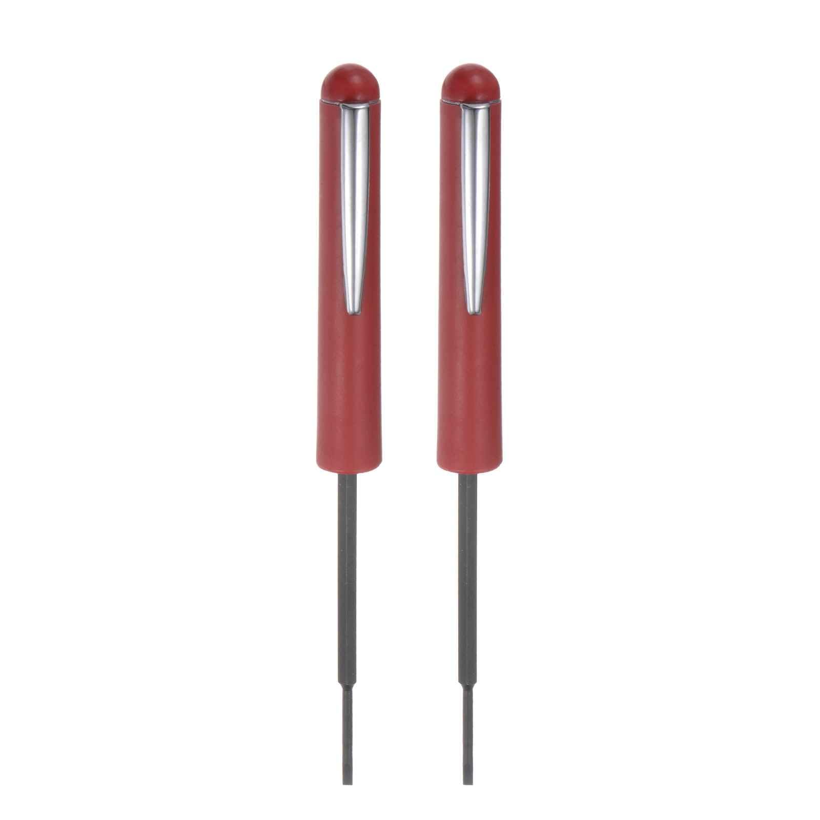 HARFINGTON 2pcs Magnetic Pocket Screwdriver 2.4mm Slotted T10 Torx Mini Portable Screw Driver with Clip for Mechanical, Electrician, Technician, Red