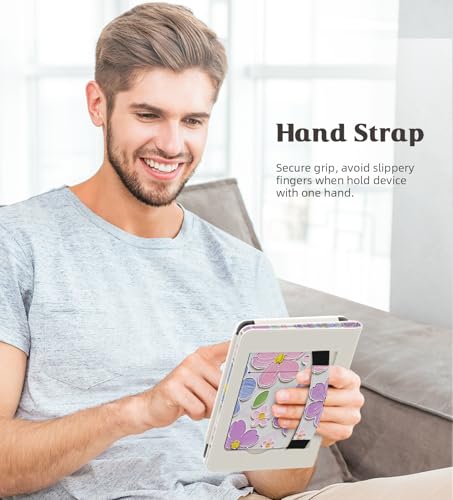 Image of MoKo Case for All-new 6 inch Kindle(11th Generation, 2024 /2022 Release) /(10th Gen,2019) /Kindle(8th Gen, 2016), Ultra Lightweight PU Shell Cover with Auto Wake /Sleep for Kindle 2024, Oil Painting Flower