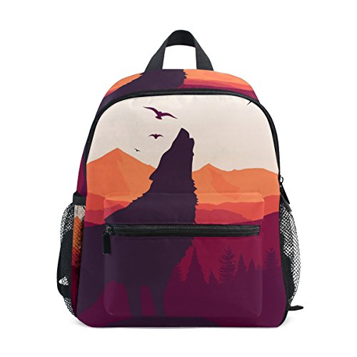 Mochila escolar para niños de 3 a 8 años de edad  con doble hombro lobo