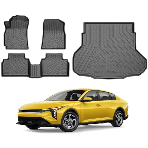 KUST Floor Mats Cargo Mat for Kia K4 2025 2026 Sedan All Weather Rear Trunk Liner for K4 Accessories Cover TPE Rubber Raised Edge 4Pcs