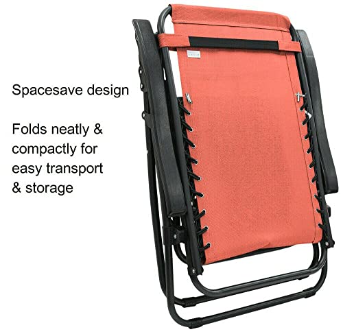 Image of Ash & Roh Zero Gravity Lawn Chair Anti Gravity Lounge Adjustable Recliner Pillow Outdoor Camp Chair for Poolside Backyard Beach, Support (Orange)