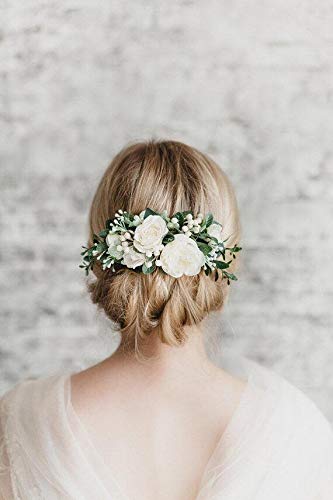 Amazon Com Fiddy898 Artificial Floral Bridal Hair Comb Wedding Crown Handmade Greenery Comb Beauty