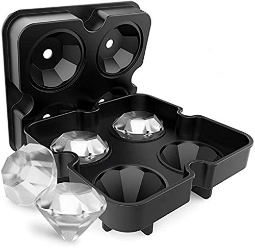 Yinew - Juego de 4 bandejas de cubitos de hielo con tapa, molde de silicona para hacer hielo, recipientes de almacenamiento multifunción de grado alimenticio para whisky, cócteles, jugo