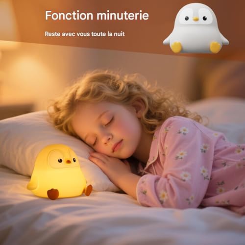 Veilleuse pour et bébés manchot éclairage d'ambiance rechargeable tactile réglable
