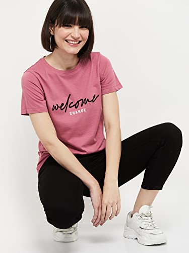 Image of Max Women's Cotton Regular Fit Printed Round Neck T-Shirt