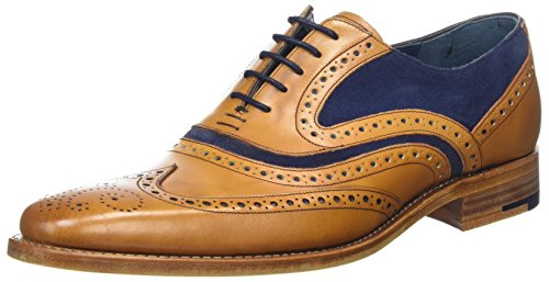 Prodotto in Inghilterra BARKER McClean, Scarpe Stringate Brouge Uomo, Marrone Cedro Vitello Blu Scamosciato, 43.5 EU