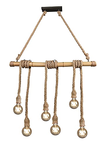 Reality Leuchten Wilma R30130626 Suspension en bambou Marron sisal Marron