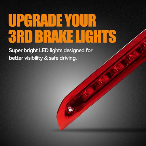 Image of Third 3rd Brake Light LED for 2013-2018 Ford Escape, High Mount Rear Brake Lights Assembly for 13-18 Escape, Waterproof Center Cab Lamp Stop Light (Red)