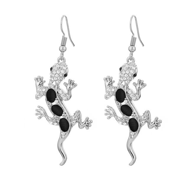 Collier Gecko mignon en argent antique avec breloque lézard pour femme