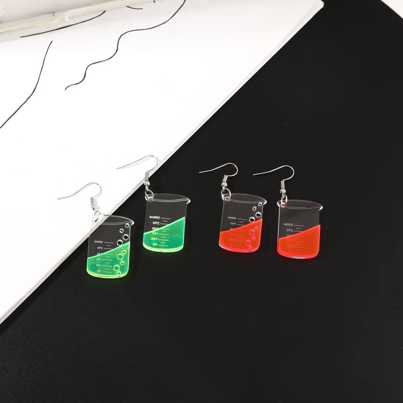 Lovely Bottle Dangle Earrings Acrylic Lightweight Transparent Measuring Cup Potion Bottle Funny Earrings for Women Science Chemical Jewelry Gifts3