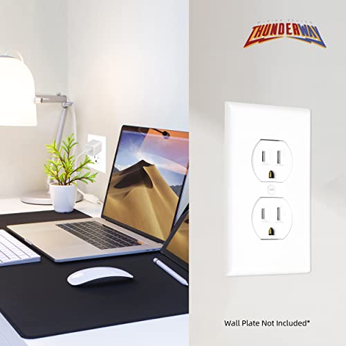 Thunderway Duplex Receptacle Outlet, 15A 125V Electrical Wall Outlets, 2 Pole 3 Wire, Residential Grade, Self-Grounding, Ul Listed, (10 Pack) (White) #TOP5