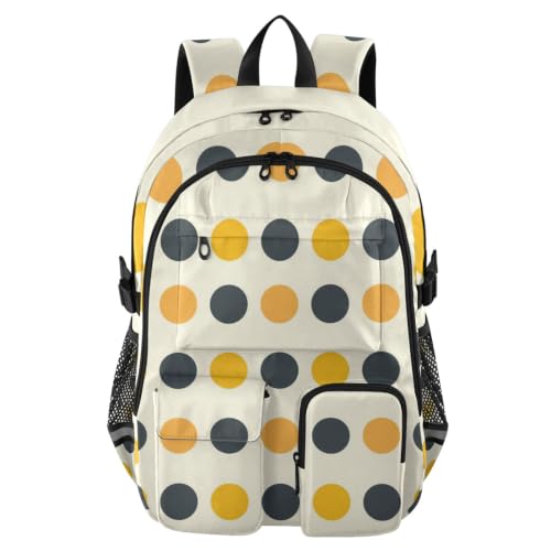 Mochila de viaje para laptop escolar de lunares color amarillo negro crema para el trabajo