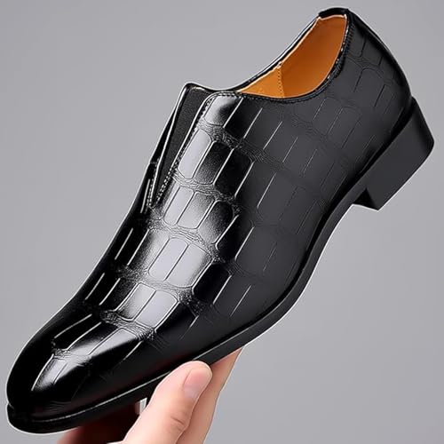 Men's Casual Business Formal Leather Shoes - Elastic Slip-On Driving Dance Wedding Fashion Dress Shoes2