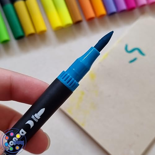 Image of 48 Pcs Dual Tip Brush Pens Set - Fine Tip & Flexible Brush Markers for Calligraphy, Sketching, Coloring Books, Journaling, Hand Lettering & Art Supplies
