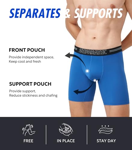 Separatec Dual Pouch Underwear for Men Moisture Wicking Men's Boxer Briefs with Ball Pouch, Printed Underwear 3 or 5 Pack2