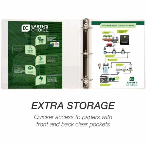 Image of Samsill Plant-Based 1.5 Inch Durable D-Ring, View Binder, Eco-Friendly, USDA Certified Biobased, White