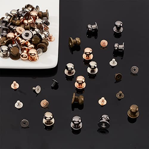 Image of GORGECRAFT 40 Set 4 Colors 8mm Round Head Screw Button Studs Chicago Screw Rivets Post Fastener for Home DIY Leather Repairs Craft Luggage Jackets Wallet Handbag Decoration Hardware Accessories