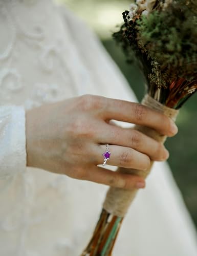 STARCHENIE Heart Ring for Women 925 Sterling Silver Heart Birthtone Engagement Wedding Promise Ring for her Size 5-104