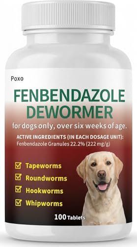 Dog Dewormer with Fenbendazole for Dogs Broad-Spectrum Safe for Puppies 6 Weeks & Older 100 Tablets