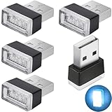 5ピースアイスブルーUSB雰囲気ライト、車 usb ライト、プラグイン5Vミニusbライト、ミニインテリアアンビエント照明キット、ラップトップ、USBソケット、ナイトライト、追加のUSBプラグ装飾に適しています