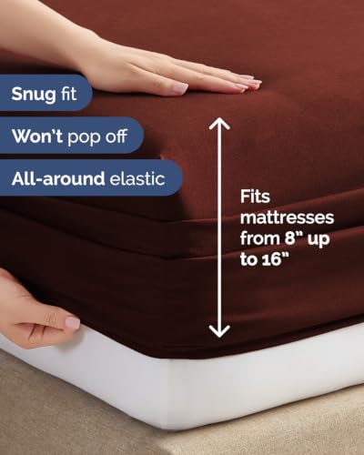 Image of Cal King 6 Piece Bed Sheet Set - Breathable & Cooling Sheets - Oxblood