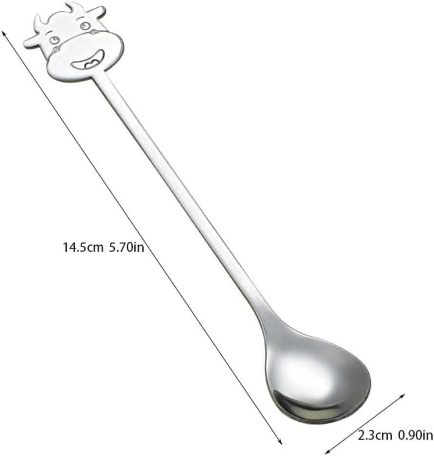 Spoons 5-Piece Set of Cartoon Creative Stainless Steel Spoon Coffee Spoon Breakfast Mixing Spoon Dessert Spoon