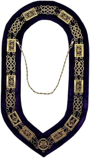 Masonic Regalia Grand Lodge Officer Chain Collar Gold chain Purple Backing With Grand Lodge Tyler Gold Jewel (customizable)2