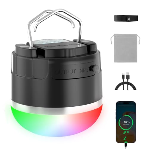 LUXJOYFUL Campinglampe Bunt Aufladbar Dimmbar Akku usb Magnetische Camping licht Batteriebetrieben RGB Zelt Licht mit Haken Campingleuchte Dimmbar für Wandern, Angeln, Zelt, Heim Notfall, Outdoor
