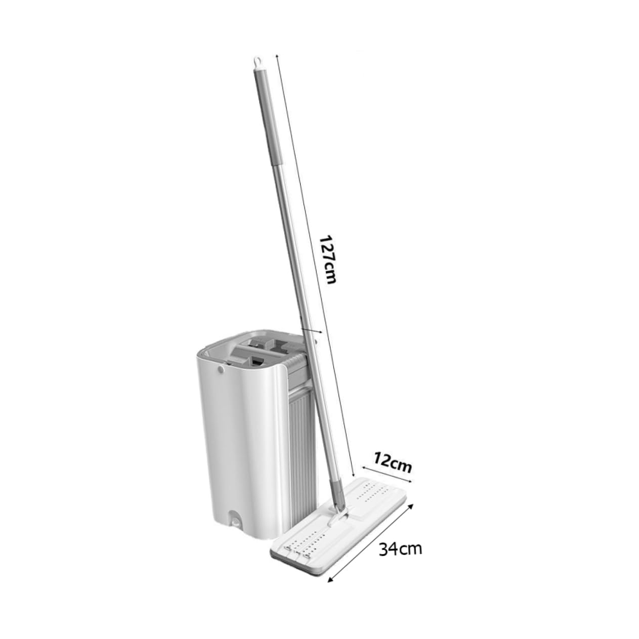 Trapeador de Microfibra Cubo de Acero Inoxidable Plata | Portátil Asa Integrada, Base Antideslizante, para Suelo y Sala Limpia, Formato Práctico