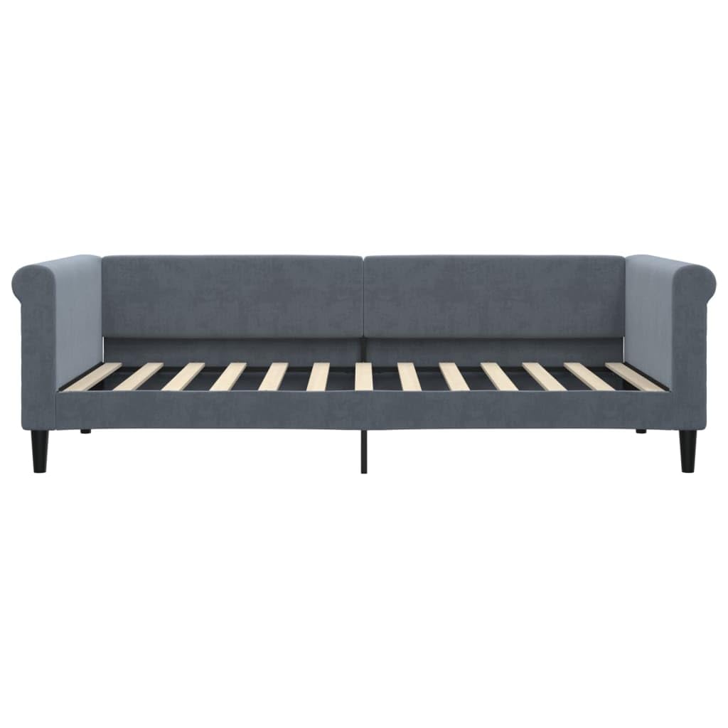 vidaXL Sofa rozsuwana z szufladami, ciemnoszara, 90x200 cm, aksamit